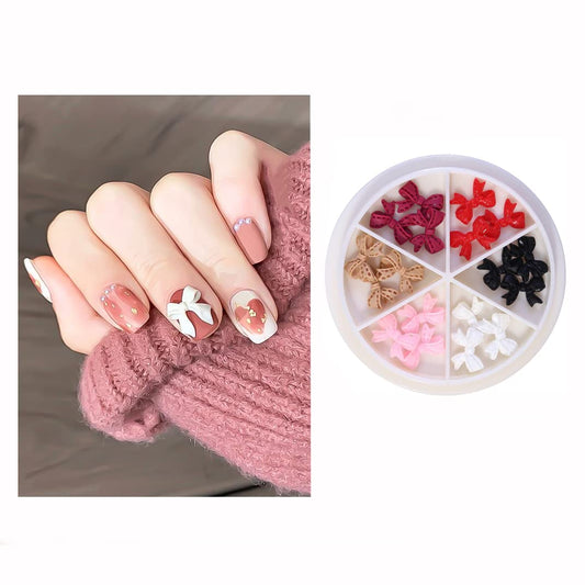 S.A.V.I Big 3D Bow, 6 Grids Wheel, Nail Fashion Accessories, Colorful Decoration, DIY Manicure for Girls Women