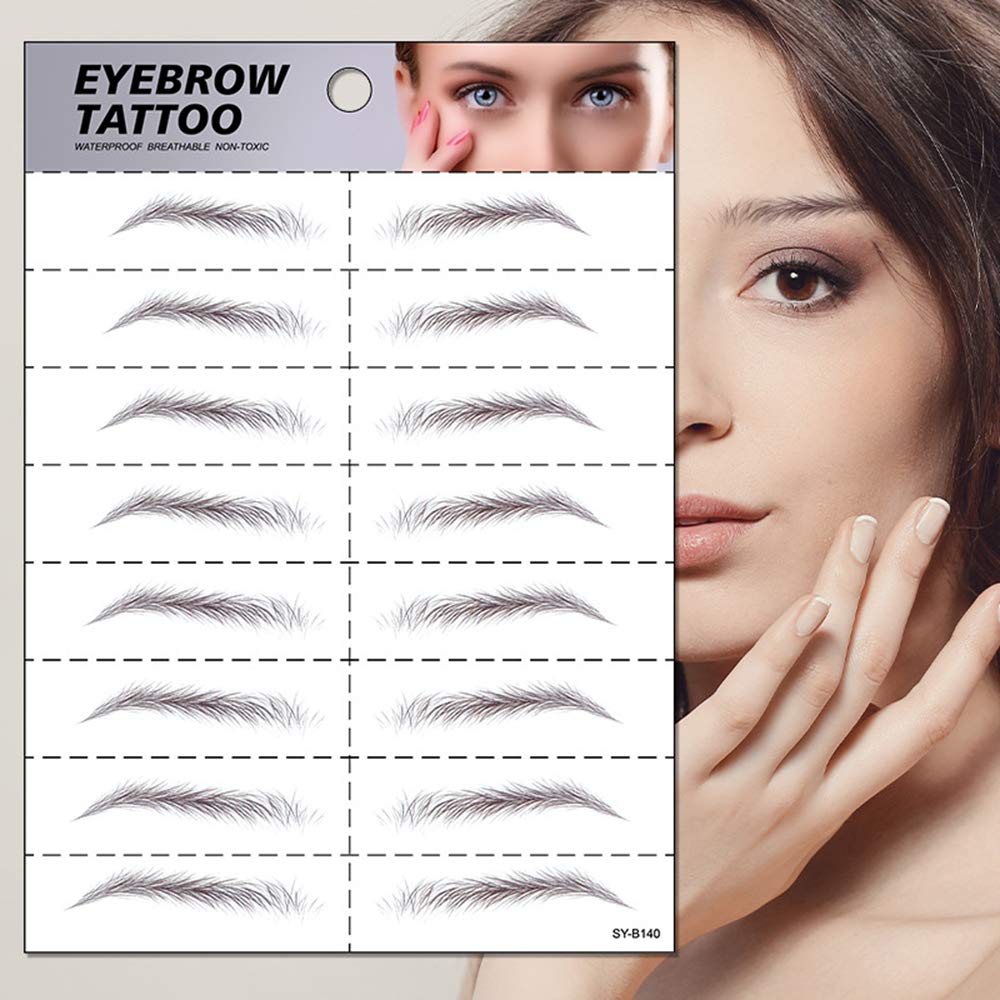 S.A.V.I 8 Pairs 6D Natural Look Eyebrow Styling Long Lasting Up to 7 Days Waterproof Temporary Tattoo Stickers - 1 Sheet