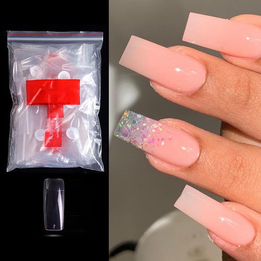 S.A.V.I 500 PCs Full Cover Transparent Long Square Shape False Nails - 10 Sizes | Durable  Reusable DIY Nail Art Tips | Easy-to-Apply Acrylic Extension Set | Salon Quality Finish for Manicure
