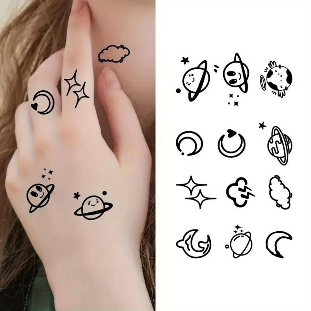 S.A.V.I 30 Pcs Black Temporary Tattoo Stickers for Girls & Women (9.7x5.7 cm) | Waterproof, Non-Toxic Body Art | Butterfly, Floral, Script Designs | Easy to Apply & Remove | Arm, Wrist, Back Use (01)