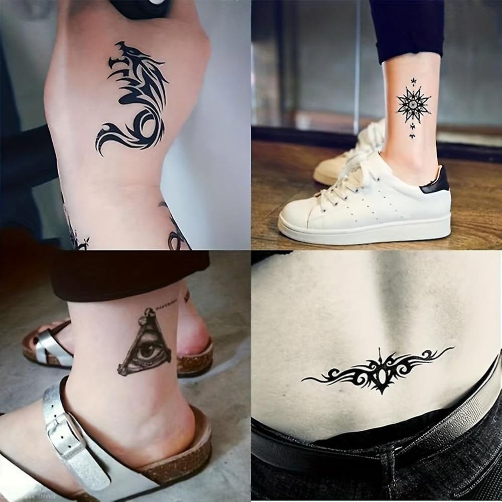 S.A.V.I 30 Pcs Black Tribal Temporary Tattoos for Men & Women – Safe Non-Toxic Waterproof Body Art, 9.7x5.7cm, Long-Lasting Stylish Designs for Arms, Legs, Back, Neck – Easy to Apply & Remove (06)