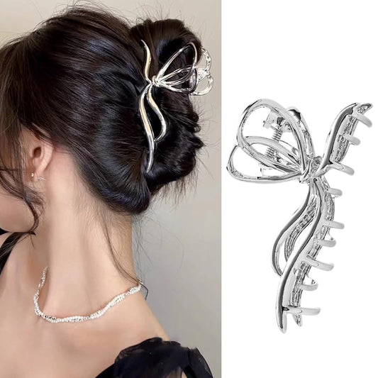 S.A.V.I Elegant Silver Metal Butterfly Hair Clutch - Stylish Hair Accessory for Women  Girls | Durable Design | Trendy  Versatile Hair Styling Clip