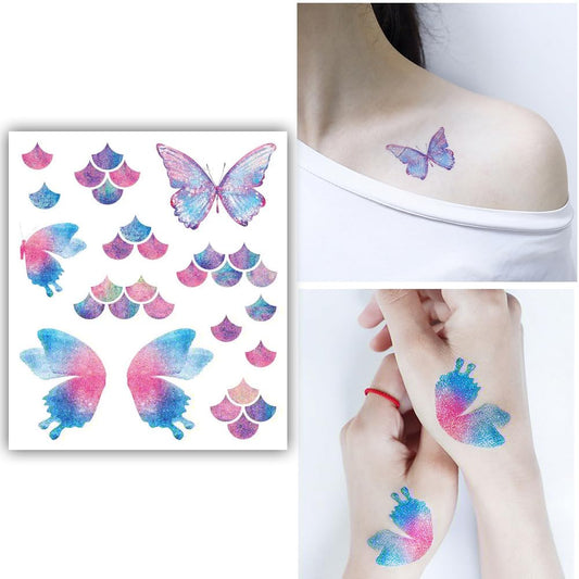 S.A.V.I Glitter Butterfly Temporary Tattoo - Waterproof for Eye, Face  Body - Women  Girls Makeup Decor