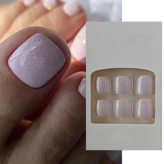 S.A.V.I 24 PCs Short Natural Shape Nude Pink and Glitter Toe Nails | Press-On Fake Nails for DIY Pedicure | Long-Lasting, Easy to Apply | Salon-Quality Finish Online at Low Prices in India