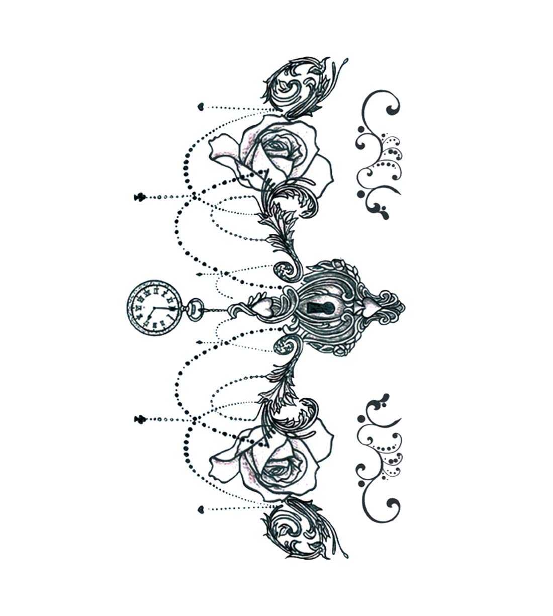 S.A.V.I 3D Temporary Tattoo Waterproof Sticker For Lower Back And Breast Black Lace Key Hole Popular Sexy Designs Size - 24x14cm