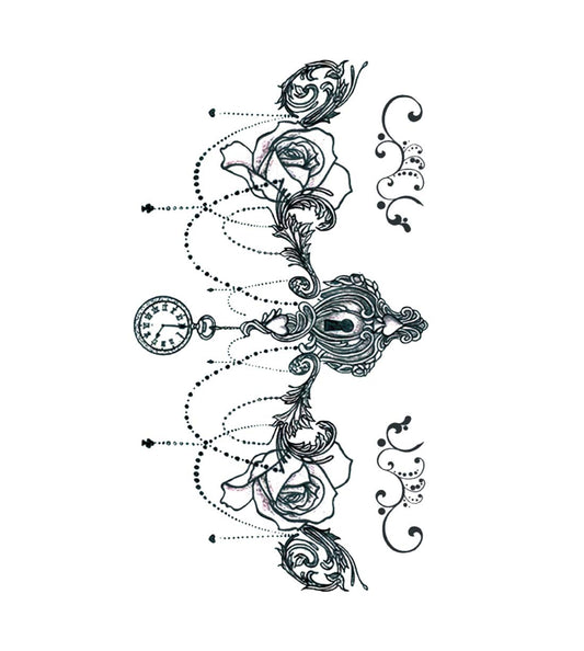 S.A.V.I 3D Temporary Tattoo Waterproof Sticker For Lower Back And Breast Black Lace Key Hole Popular Sexy Designs Size - 24x14cm