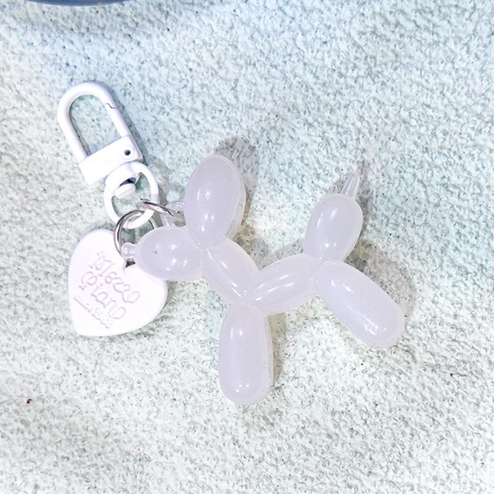 S.A.V.I Resin White Balloon Dog Keychain | Cute 3D Animal Charm for Bags & Keys | Durable 49mm Mini Accessory | Stylish Lightweight Key Ring for Men, Women & Kids (White)