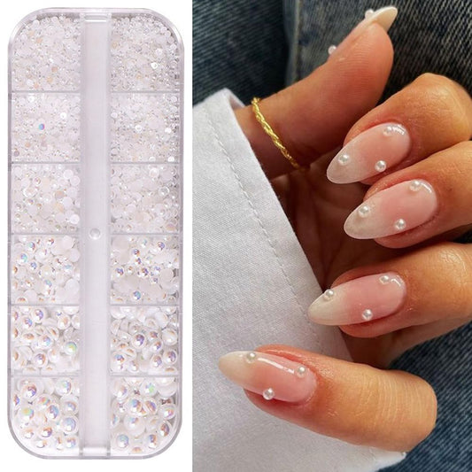 S.A.V.I 3D White AB Pearl Accessories - Flat-back, Iridescent Shine, for Crafts  Decor