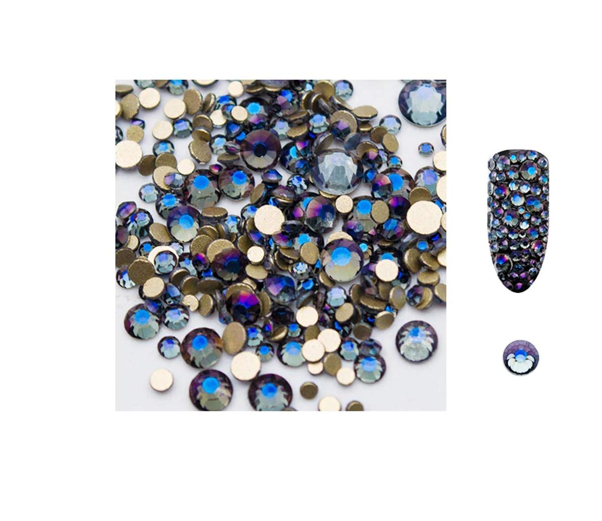 S.A.V.I 5g/Pack AB Glass Indigo Rhinestones Shiny Gems Manicure Accessories Gold Flatback Mixed Sizes for Nail Art