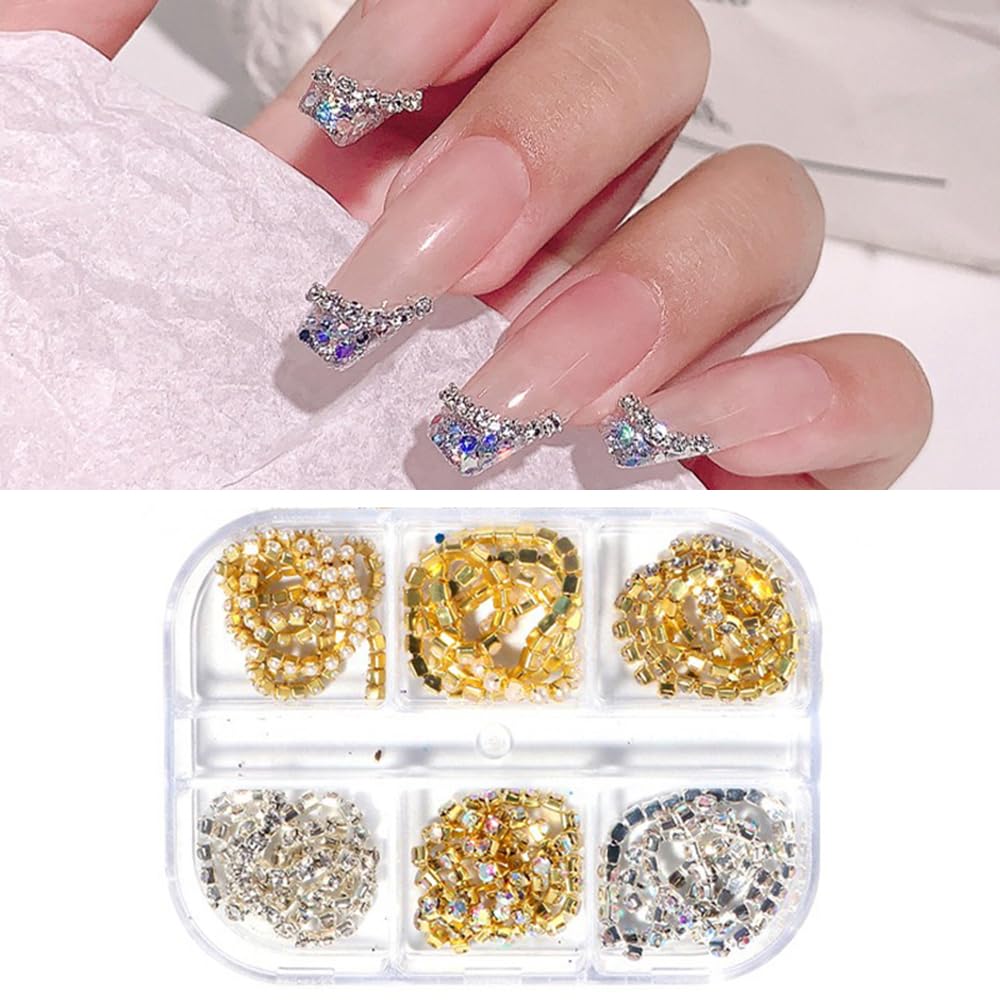 S.A.V.I Crystal Pearl Chain | Jewelry Nail Art DIY Manicure Decoration | 1 Box