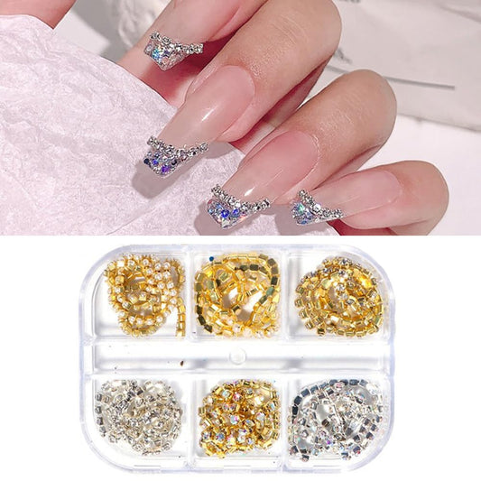 S.A.V.I Crystal Pearl Chain | Jewelry Nail Art DIY Manicure Decoration | 1 Box