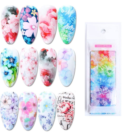 S.A.V.I 10 Strip Set Flower Series, Nail Foil, Transfer DIY Decoration Sticker Manicure, 20x4 CM per Sheet  Amazon.in Beauty