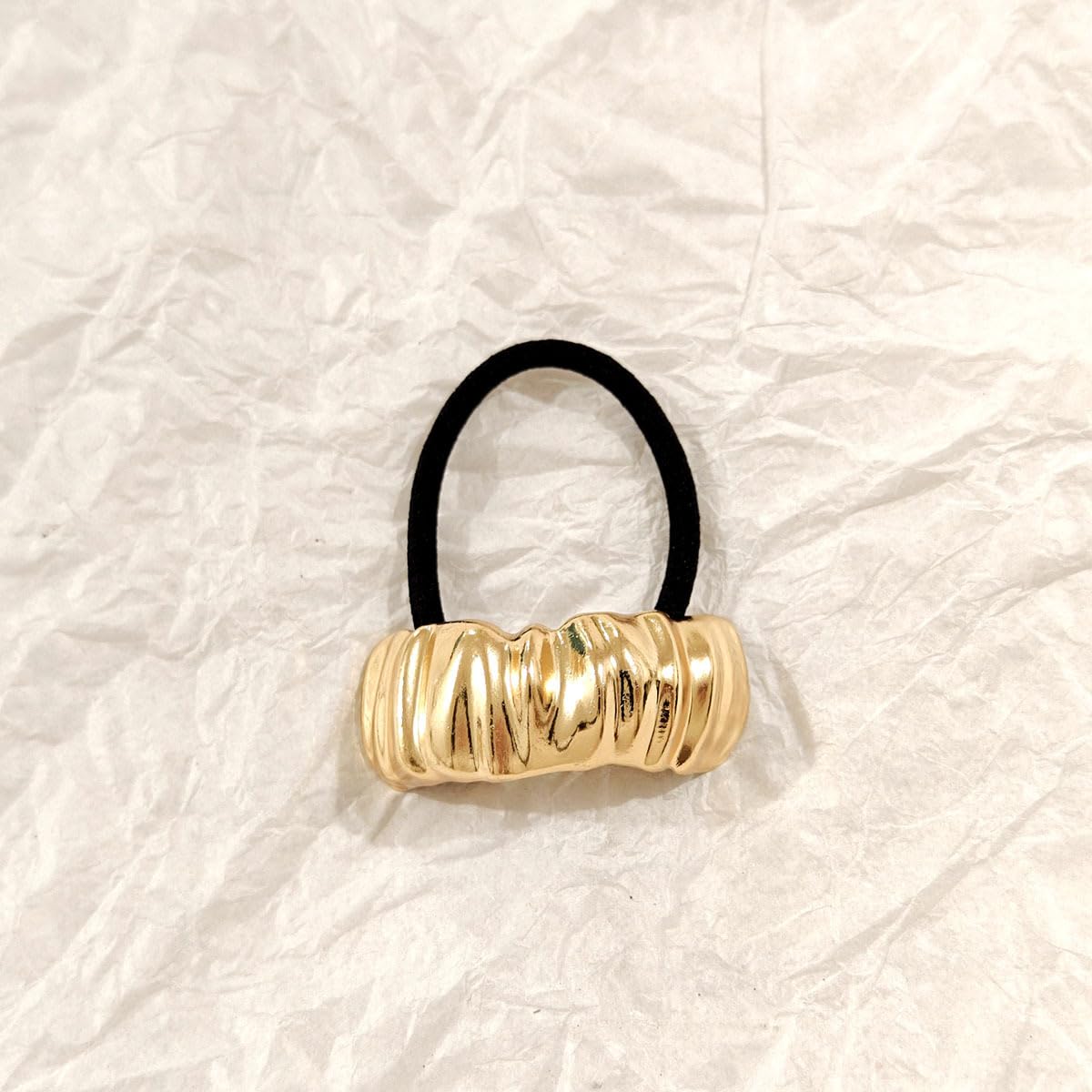 S.A.V.I 3pcs Gold Alloy Metal Hair Ties for Women – Elastic Ponytail Holders | Stylish Durable Hair Accessories with Abstract Geometric Design for Daily & Party