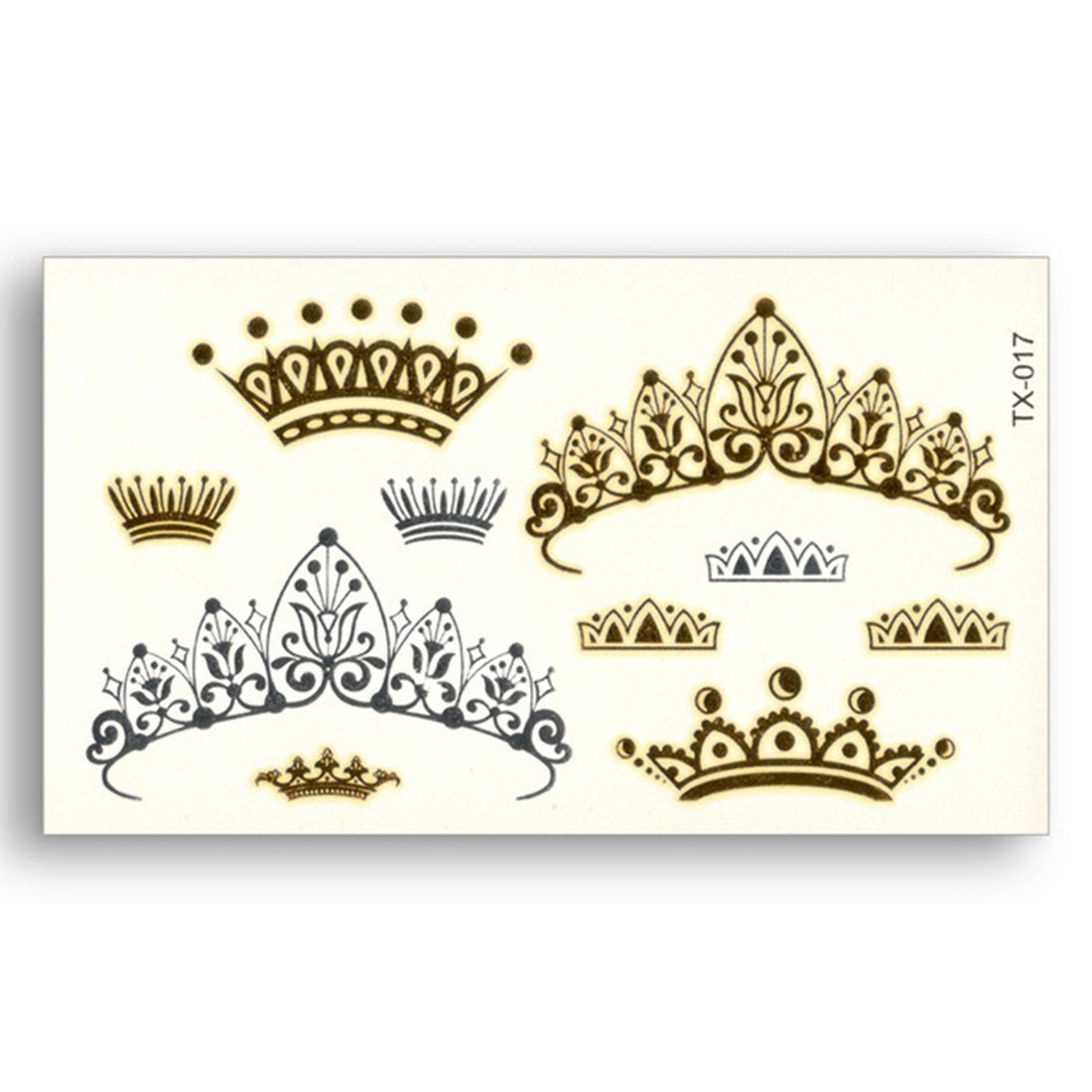 S.A.V.I 3D Temporary Tattoo Golden and Silver Metallic Sticker Design Size 10.5x6cm - 1pc. (17), Gold