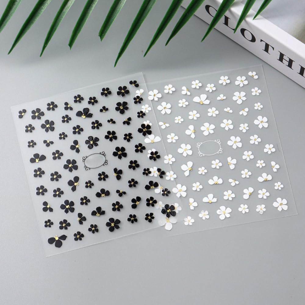 S.A.V.I 3D Self-Adhesive Nail Art Stickers – 4 Sheets Gold Bow, Star & Floral Designs – Long-Lasting Peel & Stick Decals for Women, DIY Manicure, Acrylic & Gel Nail Decoration, Easy to Apply