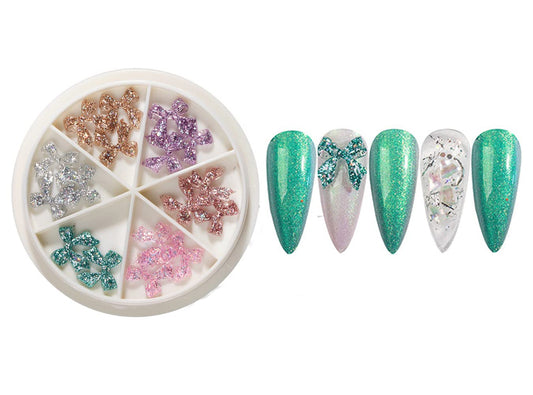 S.A.V.I 6 Grids 3D Glitter, Bow Nail, Fashion Accessories DIY Decoration Manicure Girls Women