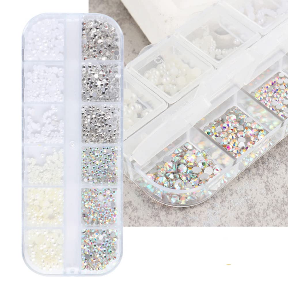 S.A.V.I 1PC. Nail Art AB Rhinestones Pearls Mix Sizes Decorations Palette DIY