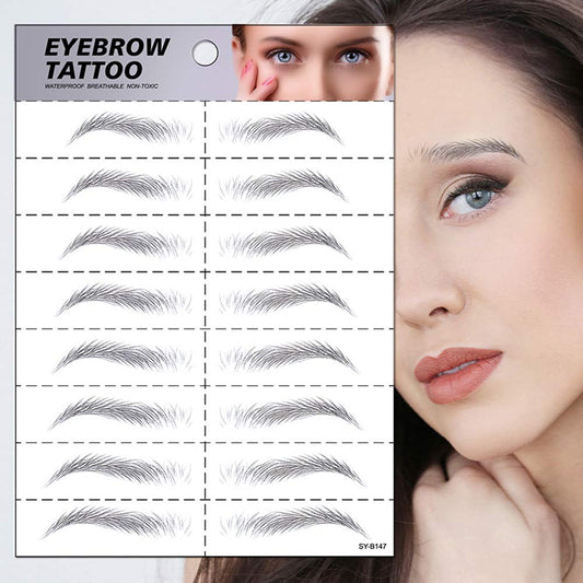 S.A.V.I 8 Pairs 6D Natural Look Eyebrow Styling Long Lasting Up to 7 Days Waterproof Temporary Tattoo Stickers - 1 Sheet