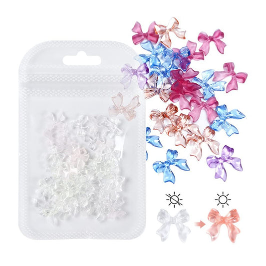 S.A.V.I 40 Pcs 3D Bow, Light Color Change Nail Art Charms, Nail Accessories DIY