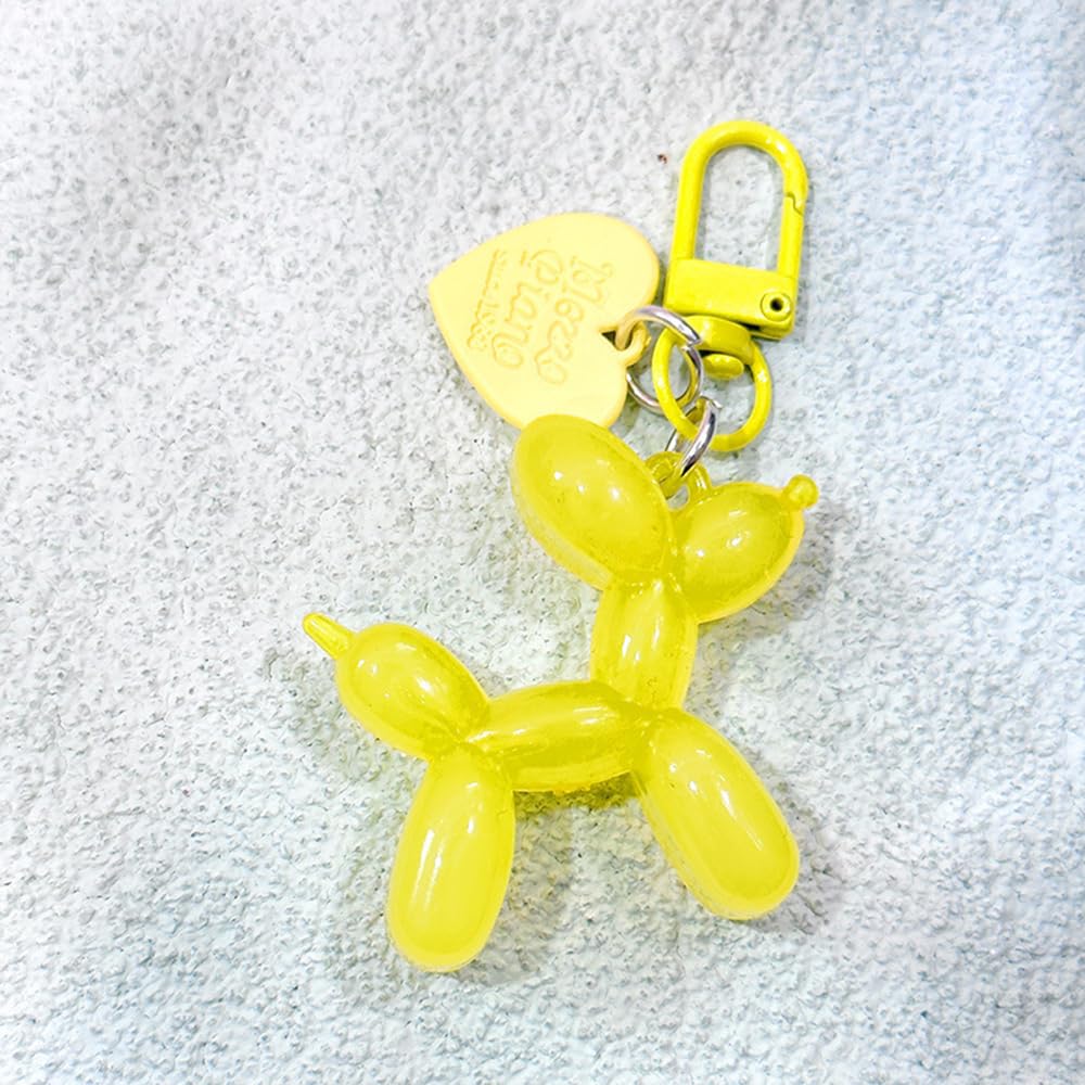 S.A.V.I Resin Yellow Balloon Dog Keychain | Cute 3D Animal Charm for Bags & Keys | Durable 49mm Mini Gift Accessory | Stylish Lightweight Key Ring for Men, Women & Kids (Yellow)