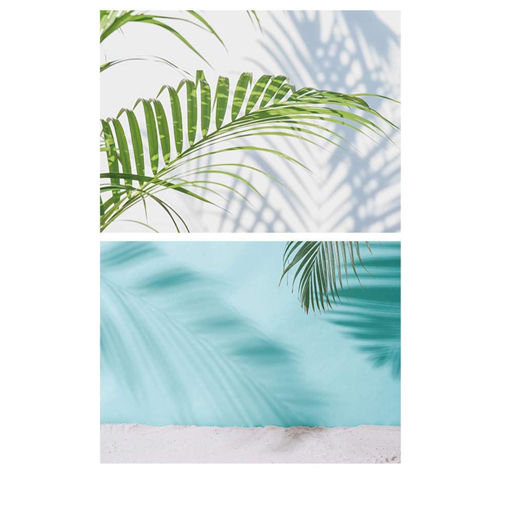SAVIAURA 1 Sheet 2 in 1 Photography Backdrop 3D Flat Lay Tabletop Double-Sided 22x16 Photo Background PVC Wrinkle-Free for Small Products Food, Cosmetics Shoot (#3-Green Plant & Shadow)