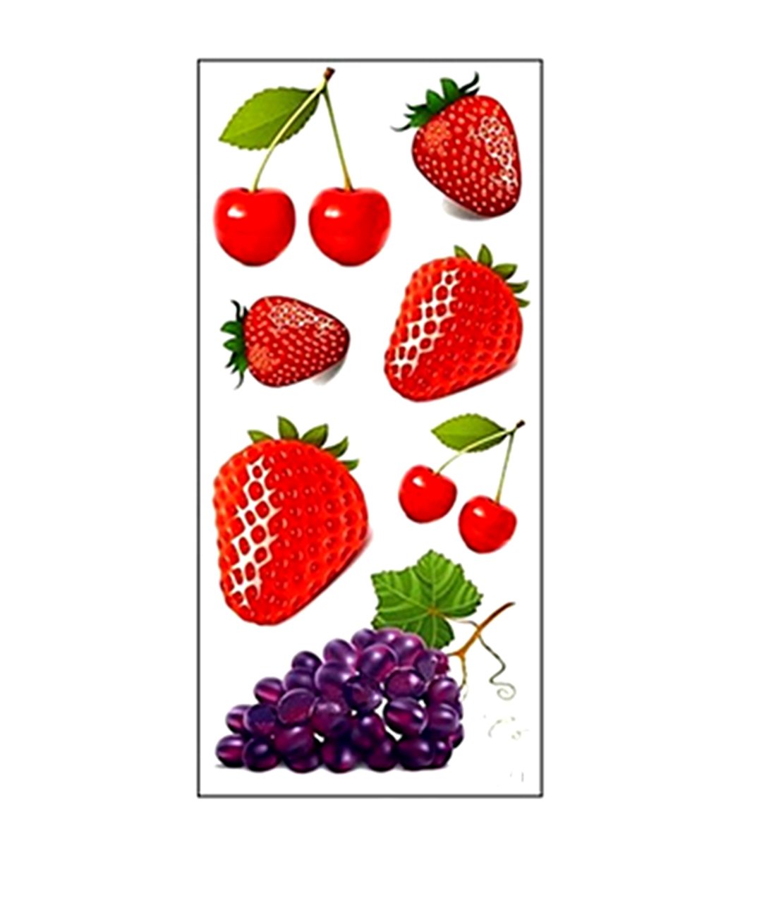 S.A.V.I 3D Temporary Tattoo Fruits, Cherries, Strawberry, Grapes Design Size 10.5x6CM - 1PC.