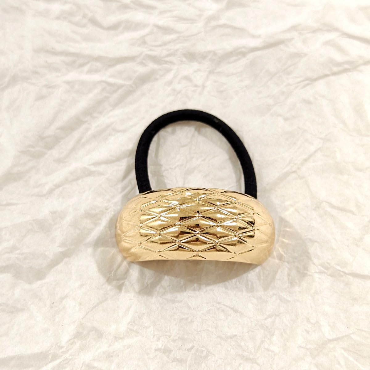 S.A.V.I 3pcs Gold Alloy Metal Hair Ties for Women – Elastic Ponytail Holders | Stylish Durable Hair Accessories with Abstract Geometric Design for Daily & Party