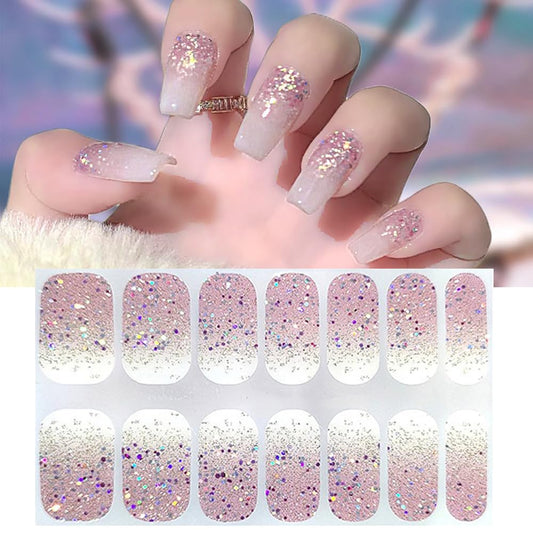 S.A.V.I Pink Glitter Ombre Gel Nail Stickers - 14 PCS Set, Self Adhesive  Easy Use  Amazon.in Beauty