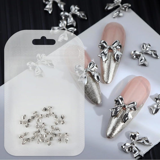 S.A.V.I 3D Bowknot Nail Charms - 10 Pcs Silver Bow Nail Art Decorations | Elegant DIY Manicure Accessories | Metallic Nail Decor for Salon  Home Use | Stylish Nail Accessories for Stunning Nails  Amazon.in Beauty