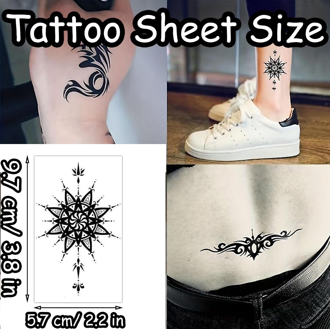 S.A.V.I 30 Pcs Black Tribal Temporary Tattoos for Men & Women – Safe Non-Toxic Waterproof Body Art, 9.7x5.7cm, Long-Lasting Stylish Designs for Arms, Legs, Back, Neck – Easy to Apply & Remove (06)