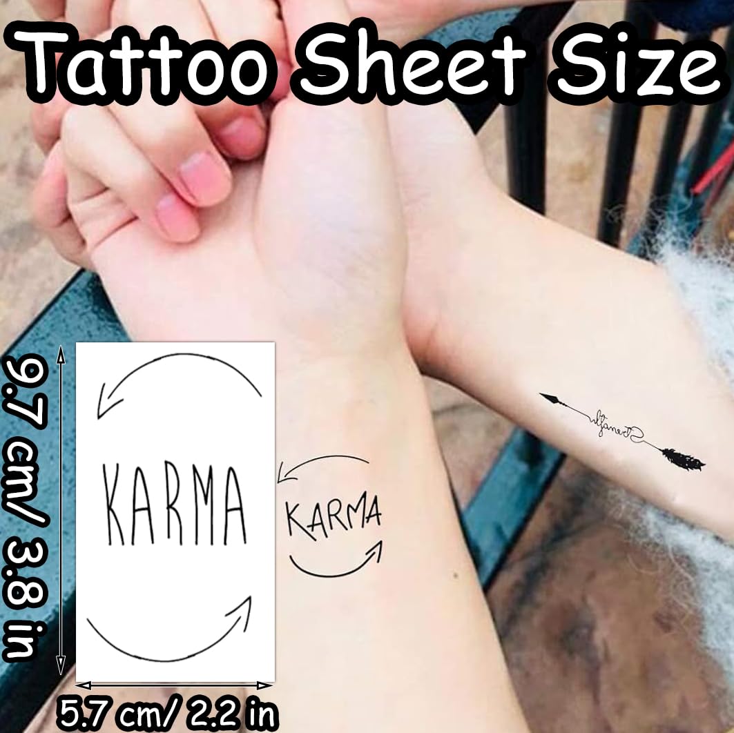 S.A.V.I 30 Pcs Black Temporary Tattoos for Women & Men – Safe, Non-Toxic, Waterproof Body Art Stickers | Minimalist Quote & Word Designs | 9.7x5.7 cm Sheet | Long-Lasting, Easy to Apply (13)