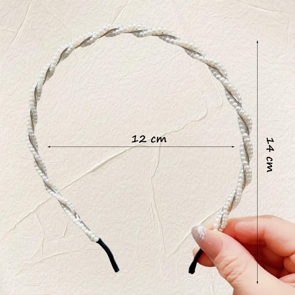 S.A.V.I Women’s Pearl Beaded Hairband | White Twisted Design, 12x14 cm Lightweight Headband | Elegant Faux Pearl Hair Accessory for Parties, Weddings & Daily