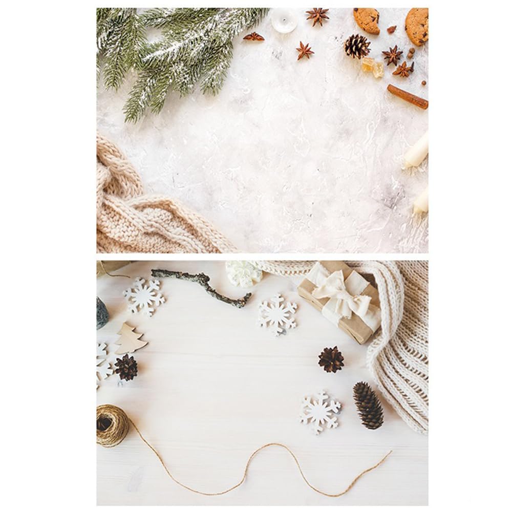 SAVIAURA 2-in-1 SAVIAURA 3D Double-Sided Photography Backdrop | Waterproof | 1 Sheet | Printed Prop Patterns (#36- Winter & Snowflakes Surface Pattern)