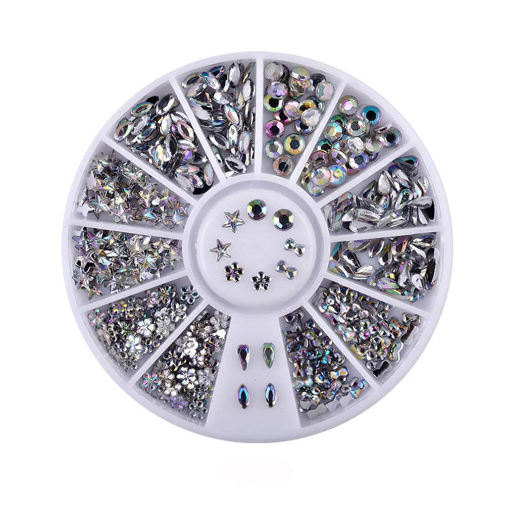 S.A.V.I 1 PC. DIY 3D Nail Art Manicure Decoration Disc Wheel Alloy Cross Heart Diamond Shape Crystal Glitter Rhinestones - 12 Styles
