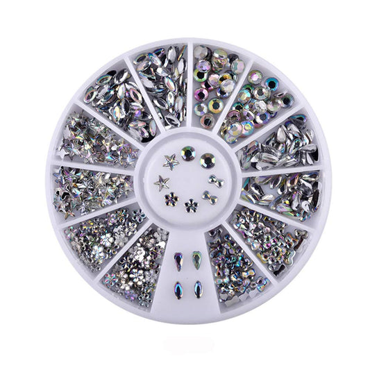 S.A.V.I 1 PC. DIY 3D Nail Art Manicure Decoration Disc Wheel Alloy Cross Heart Diamond Shape Crystal Glitter Rhinestones - 12 Styles