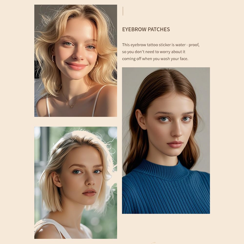 S.A.V.I 8 Pairs/1 Sheet - 6D Hair-Like Eyebrow Tattoo Stickers, Natural Brown Arch Shape, Waterproof & Sweatproof Temporary Eyebrow Patch, Safe Non-Toxic Self-Adhesive, Long-Lasting for Women & Girls (172)