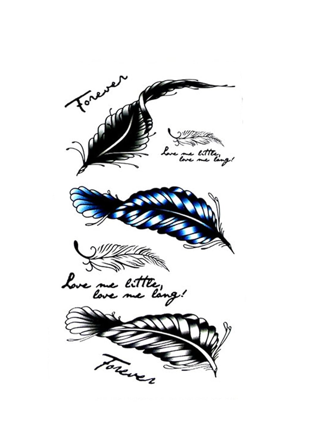 S.A.V.I 3D Temporary Tattoo Feather Leaf Text Design Size 10.5x6CM - 1PC.
