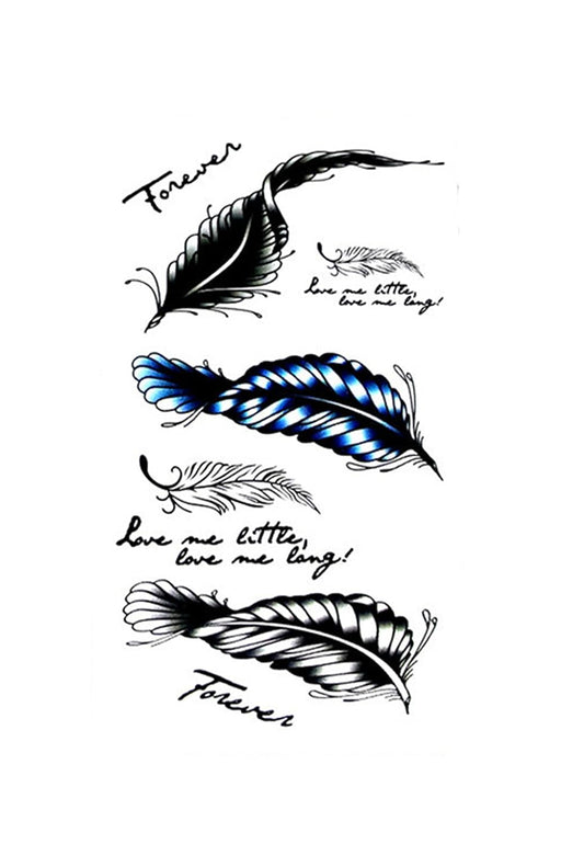 S.A.V.I 3D Temporary Tattoo Feather Leaf Text Design Size 10.5x6CM - 1PC.