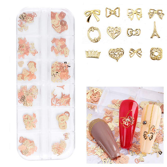 S.A.V.I 3D Nail Art Gold  Rose Gold Bow-knot Metal Sequin Decorations Palette