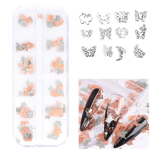 S.A.V.I 3D Nail Art Ultra-thin Metal Sequin Rose Gold  Silver Butterfly Decorations Palette
