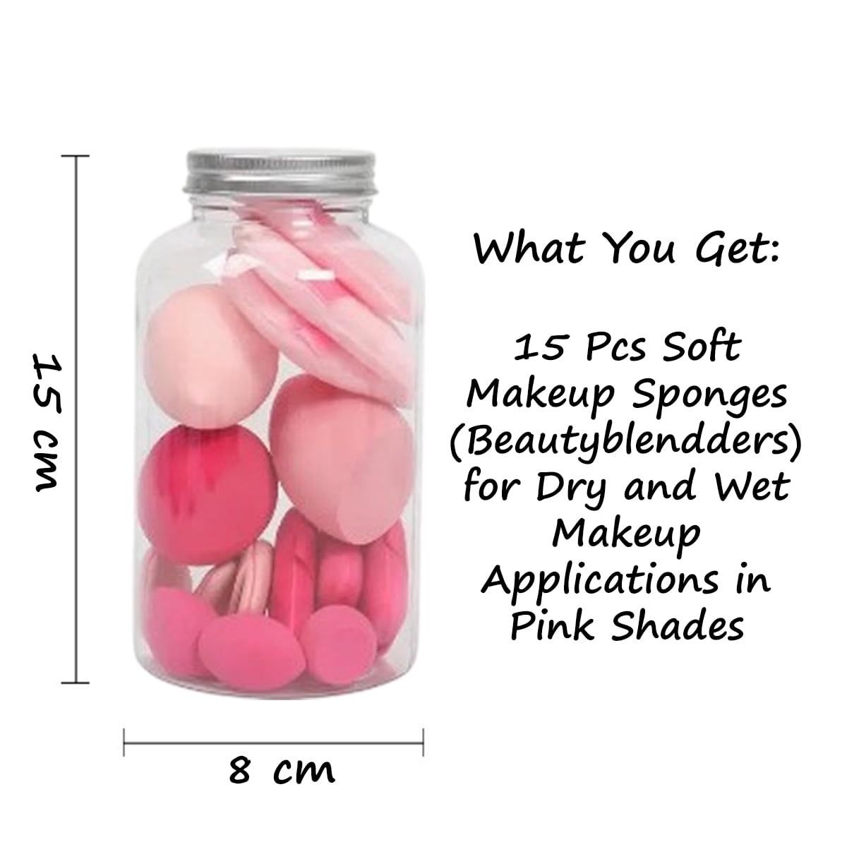 S.A.V.I Set of 15 Pink Beauty Blender Makeup Sponges | Soft Latex-Free Foam Puff for Foundation, Concealer & Powder | Multi-Shape Beauty Sponge for Wet & Dry Use | Flawless Blending & Smooth Finish (Pink)