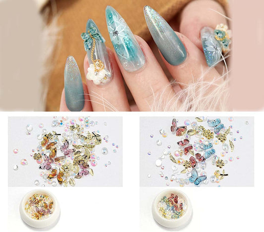 S.A.V.I 2 PCS. Nail Art Butterfly Decorations Jars DIY Nail Art Accessories For Manicure