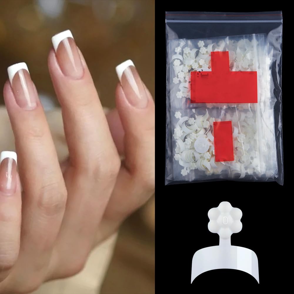 S.A.V.I 500 Pcs White French Short Nail Tips | 10 Sizes ABS Plastic Nail Extensions for DIY Manicure & Salon Use | Curved Design Reusable Tips for Women & Girls | Nail Art Kit for Beginners & Pros