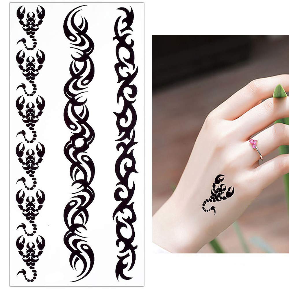 S.A.V.I 3D Temporary Tattoo Sticker Beautiful Black Colour Tribal Totem Cross Heart Popular Design Size 19x9 Cm - 1pc. (71)