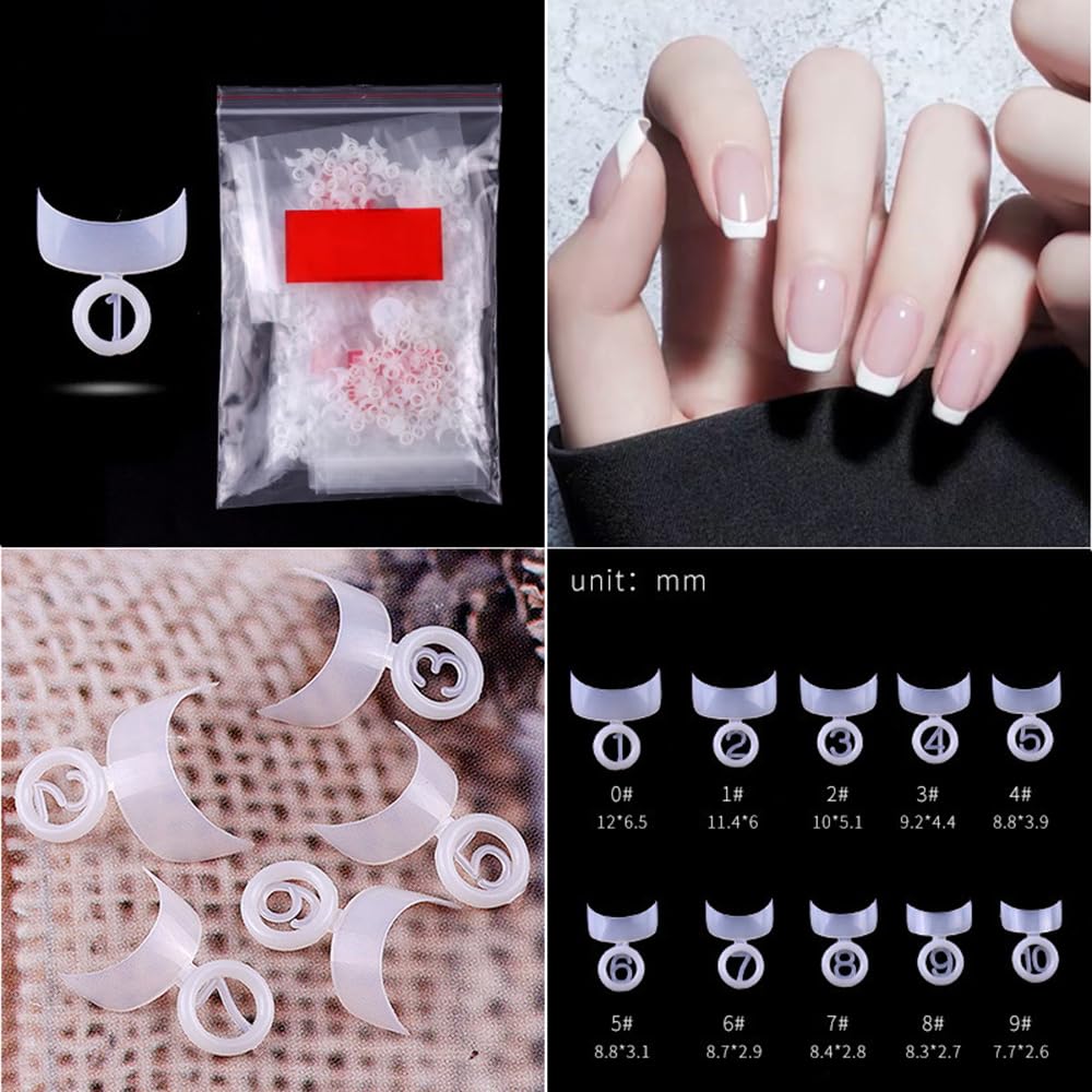 S.A.V.I 500 Pcs French Nail Tip Fake Nails – White Curved Acrylic Nail Tips for Manicure | 10 Sizes Artificial Nail Extensions for Women & Salons | Natural Look for DIY & Professional Use