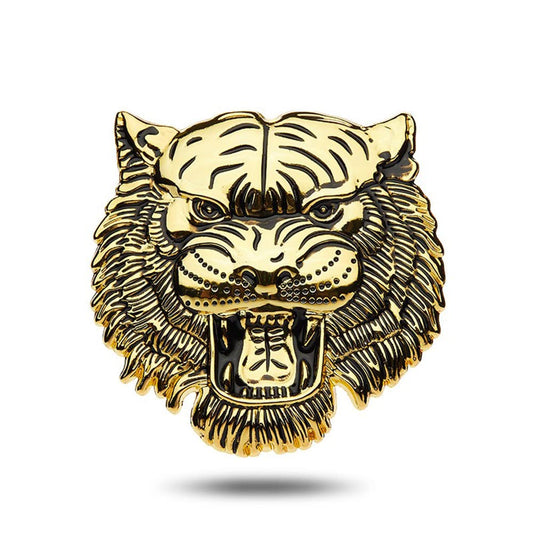 SAVIAURA 3D Tiger Head Car Sticker - Three-Dimensional Metal Body Window Decal for Cars - Bold and Eye-Catching Totem Design (Shinny Gold)