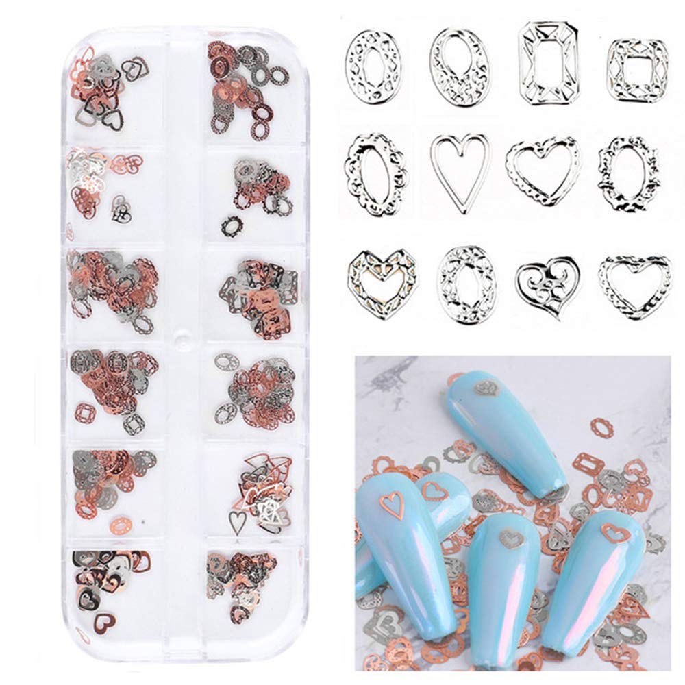 S.A.V.I, 3D Nail Art Rose Silver Heart  Metal Sequin Decorations Palette