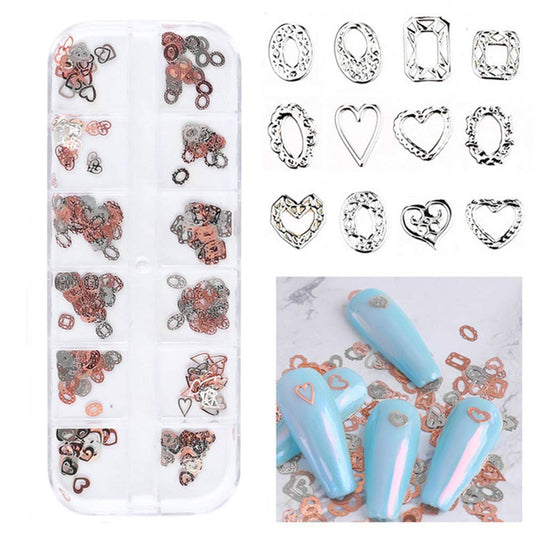 S.A.V.I, 3D Nail Art Rose Silver Heart  Metal Sequin Decorations Palette