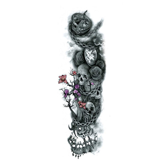 S.A.V.I 3D Temporary Tattoo Sticker For Full Arm Color Red Rose Tribal Size - 48x17cm