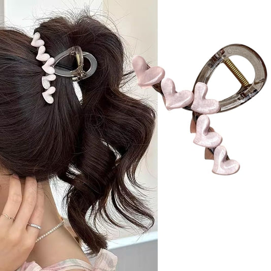 S.A.V.I Stylish Nude Pink Heart-Shaped Hair Clip | Trendy Hair Clutch for Women  Girls | Elegant Hair Accessory for Ponytails  Updos | Durable Design